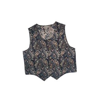 Boxy Blue Paisley Buttoned Vest